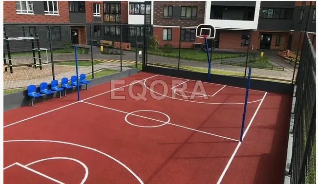 Бесшовное покрытие из резиновой крошки для баскетбольной площадки в Москве
